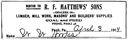 old Matthews invoice